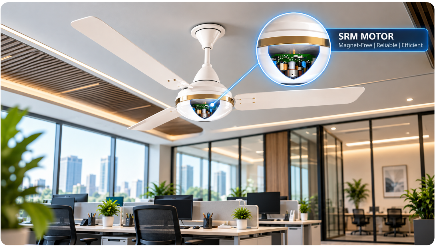 AproposDrive SRM ceiling fan in an office